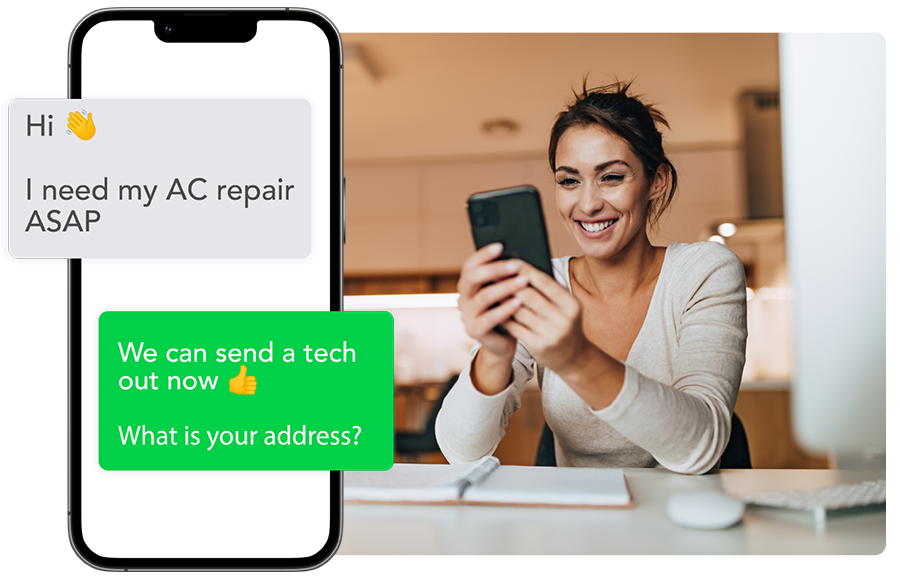 An image of a customer reaching out to an HVAC contractor after finding them on Google