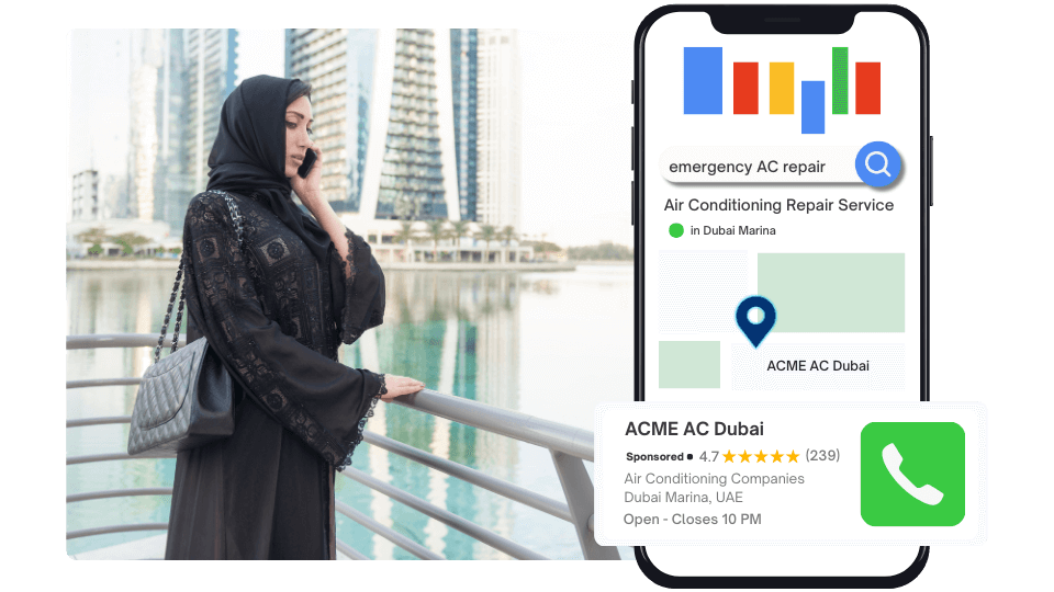 An image of a lady using our Dubai HVAC SEO & PPC services.