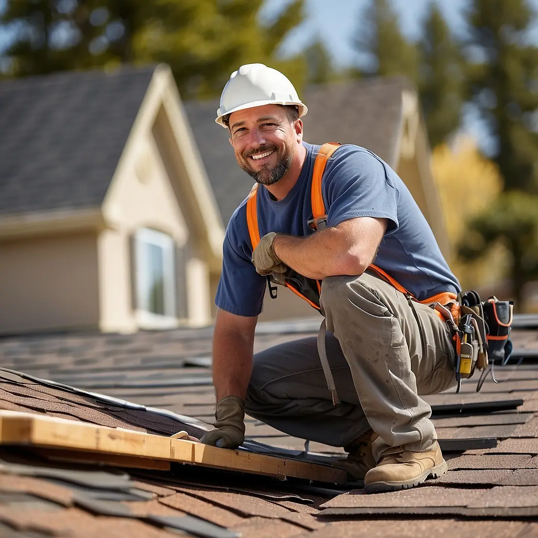 An image of a roofer from a job that was booked through a roofing digital marketing agency.